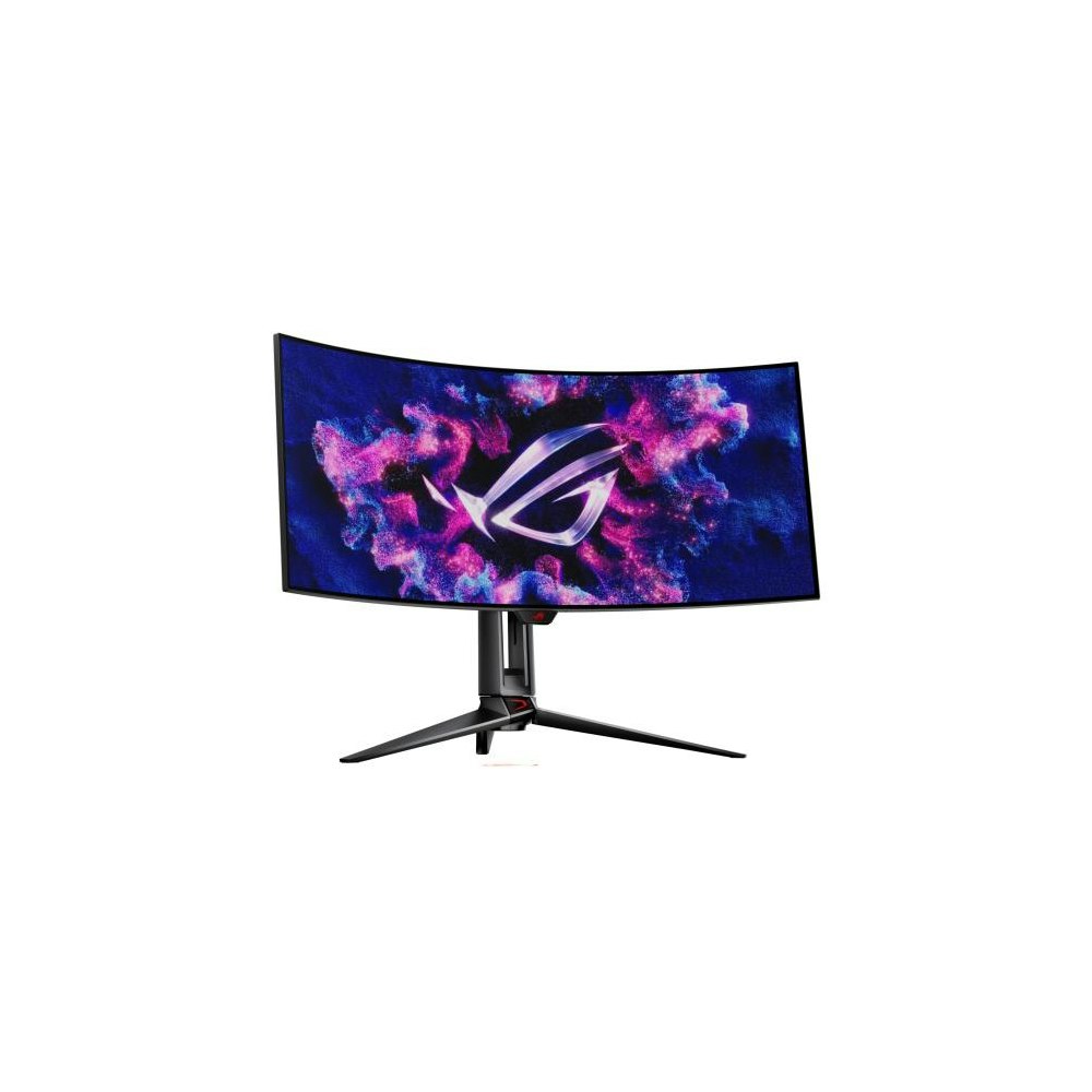 A large main feature product image of ASUS ROG Swift PG34WCDM 34" Curved UWQHD Ultrawide 240Hz OLED Monitor