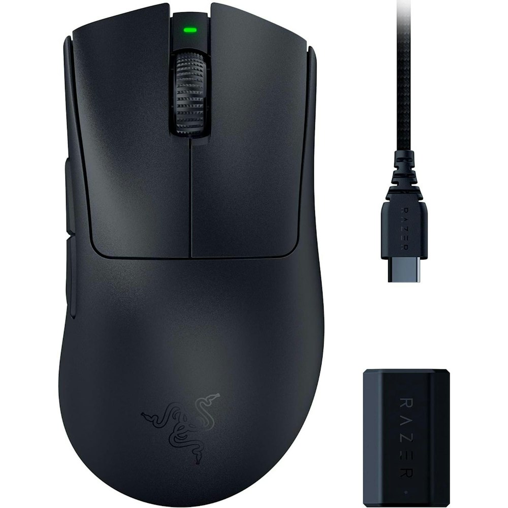 A large main feature product image of Razer DeathAdder V3 Pro + HyperPolling Wireless Dongle Bundle