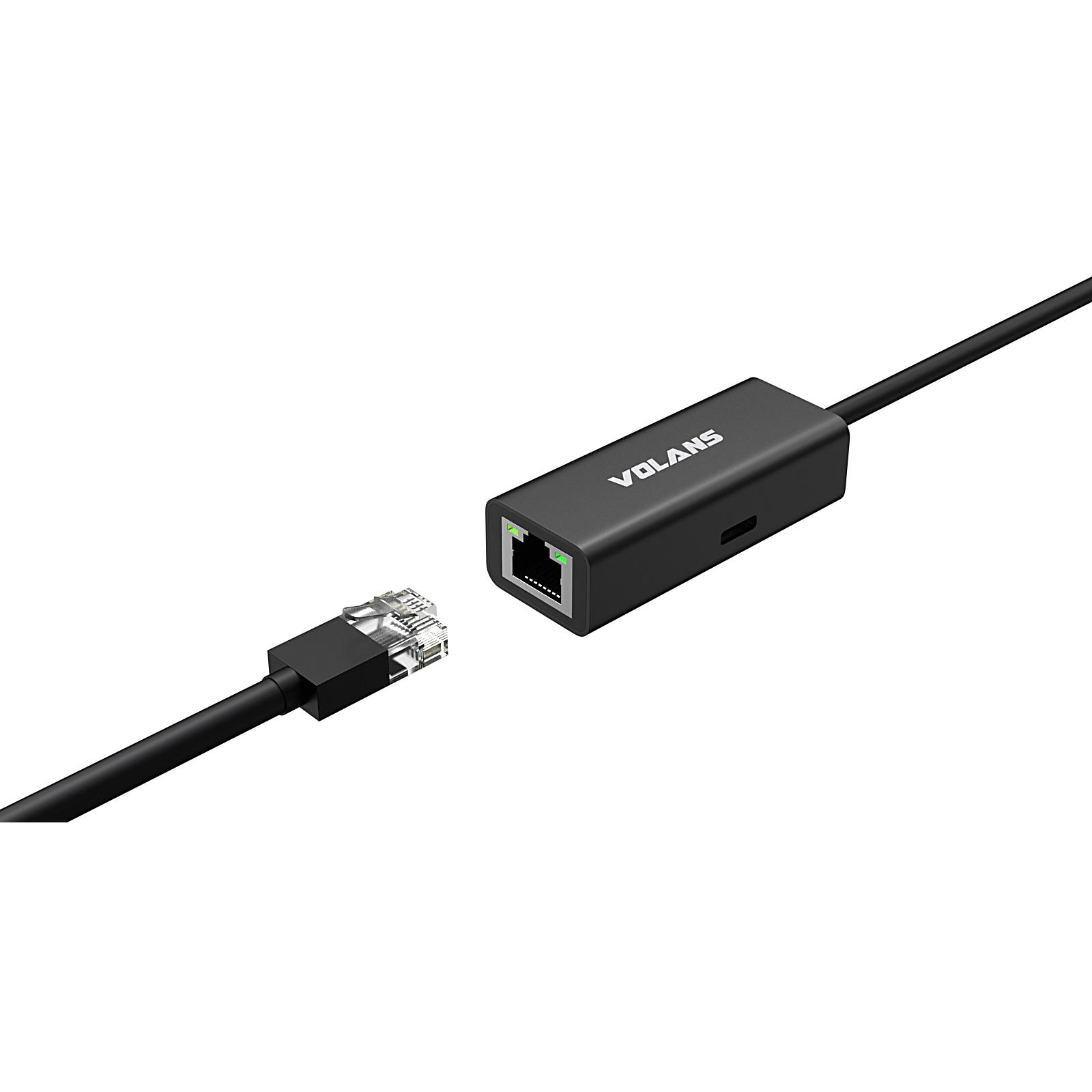 A large main feature product image of Volans VL-RJ45-CP Aluminium USB Type-C to Gigabit Ethernet Network Adapter with PD3.0