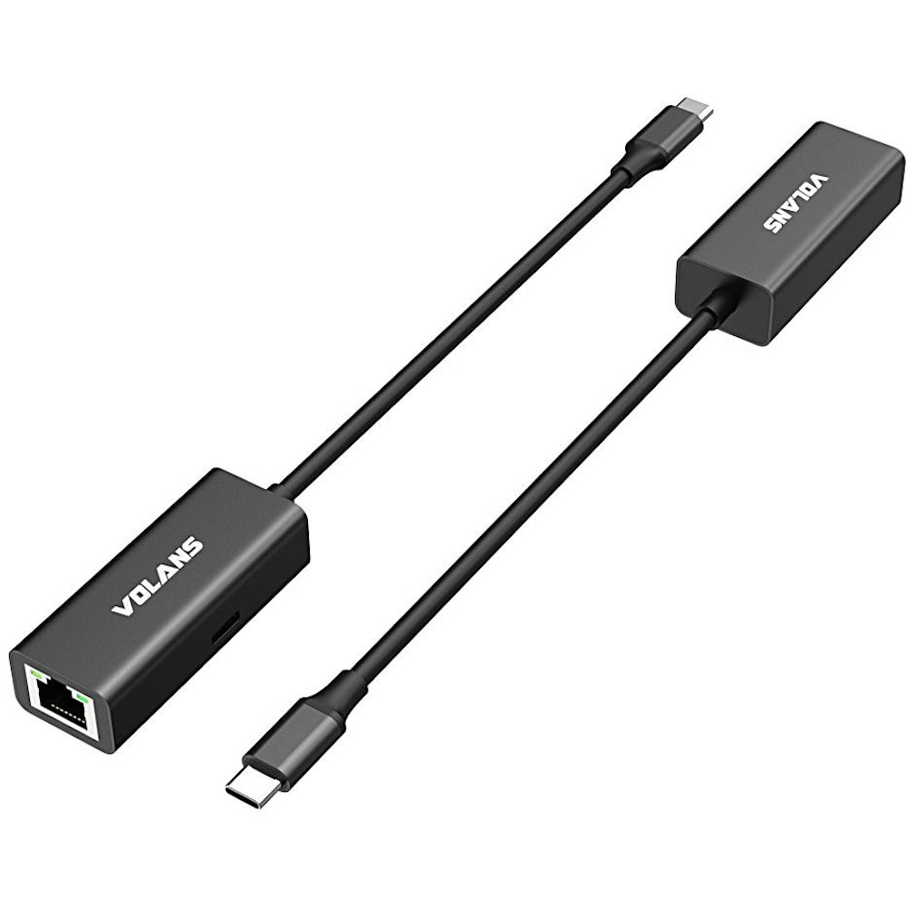 A large main feature product image of Volans VL-RJ45-CP Aluminium USB-C to Gigabit Ethernet Network Adapter with PD3.0