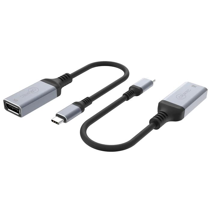 A large main feature product image of Cruxtec CTD8K-SG USB Type-C to DP 8K Cable Adapter