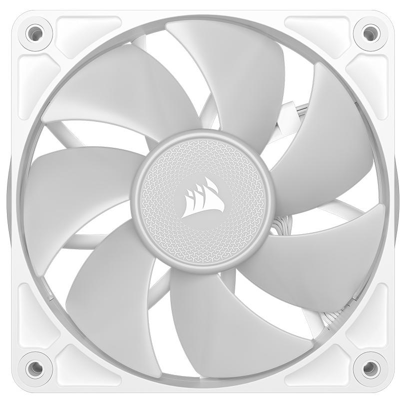 A large main feature product image of Corsair iCUE LINK RX120 RGB - 120mm PWM Modular LCP Fan 3-Pack (White)