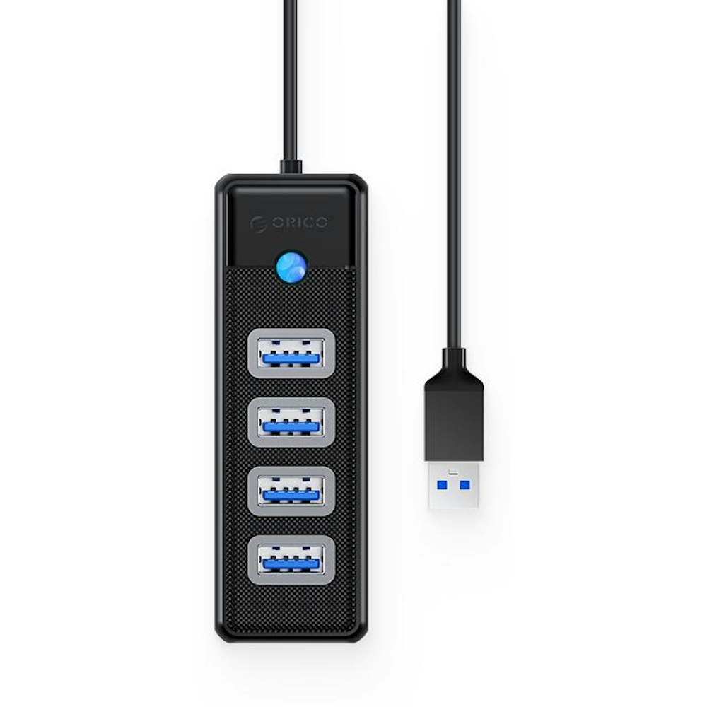 A large main feature product image of ORICO 4 Ports USB-A To USB3.0 HUB