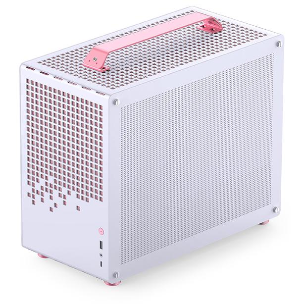 A large main feature product image of Jonsplus Z20 SFF 20L mATX Case (White/Pink)