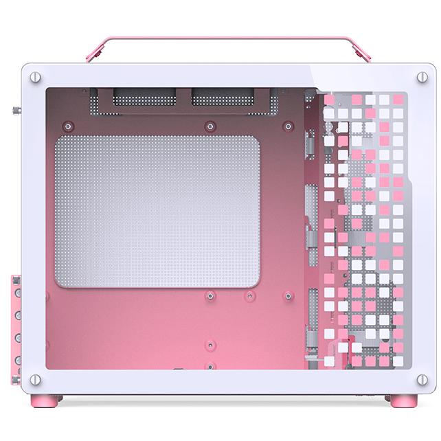A large main feature product image of Jonsplus Z20 SFF 20L mATX Case (White/Pink)