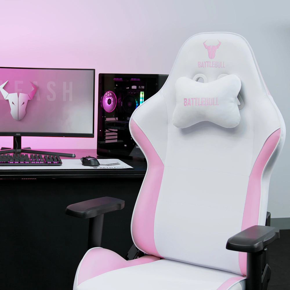 A large main feature product image of BattleBull Combat X Gaming Chair - White/Pink