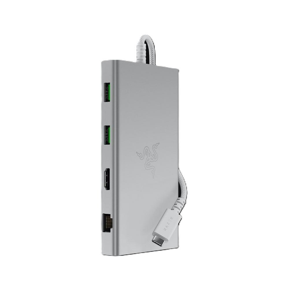 A large main feature product image of Razer USB-C Dock - 11-in-1 Multiport Adapter (Mercury White)