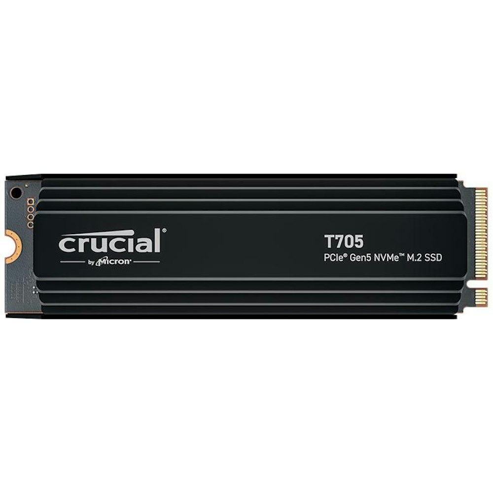 A large main feature product image of Crucial T705 w/ Heatsink PCIe Gen5 NVMe M.2 SSD - 1TB