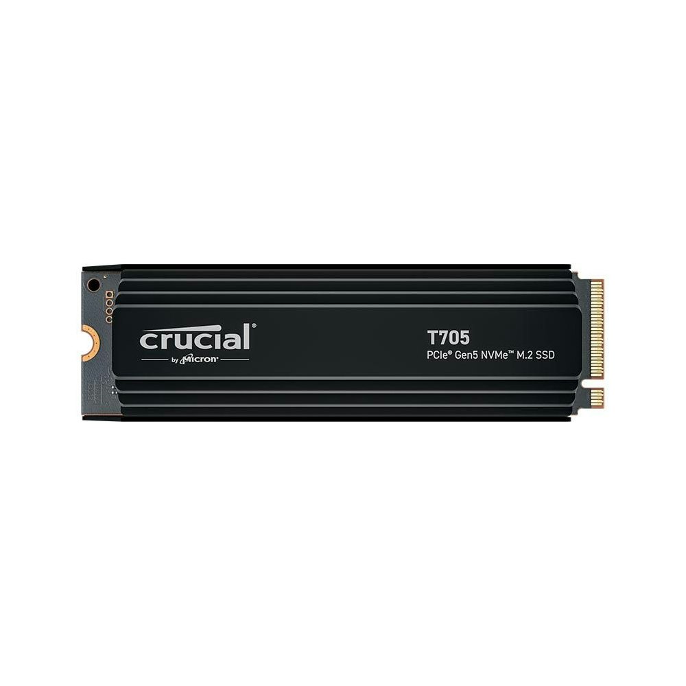 A large main feature product image of Crucial T705 w/ Heatsink PCIe Gen5 NVMe M.2 SSD - 4TB