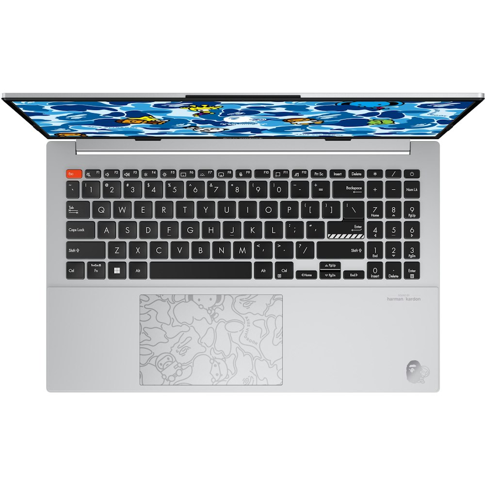 A large main feature product image of EX-DEMO ASUS Vivobook S 15 OLED BAPE Edition K5504VA-MA254W 15.6" 13th Gen i9 13900H Win 11 Home Notebook - Silver
