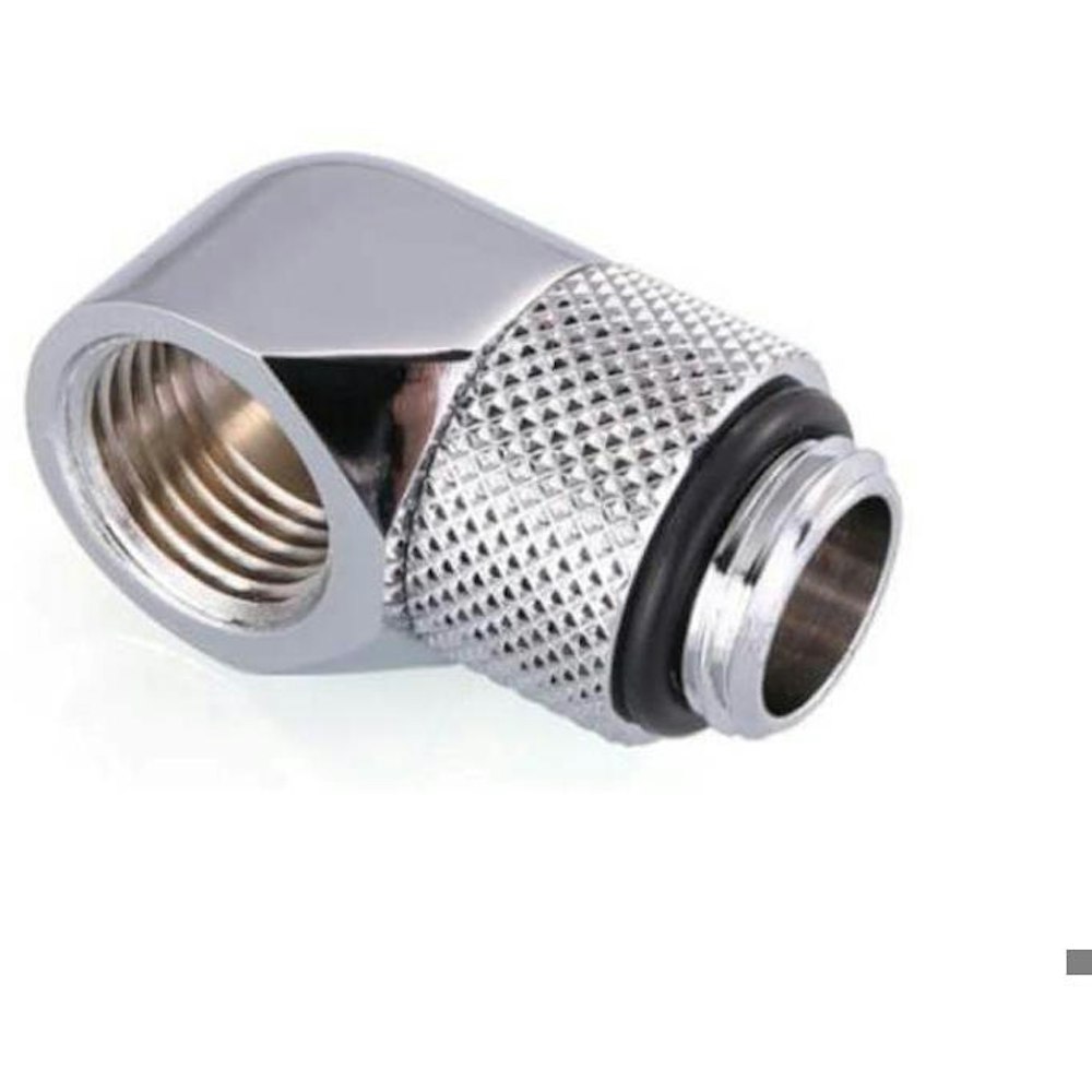 A large main feature product image of Bykski G1/4 90 Degree Rotary Extender - Polished Silver