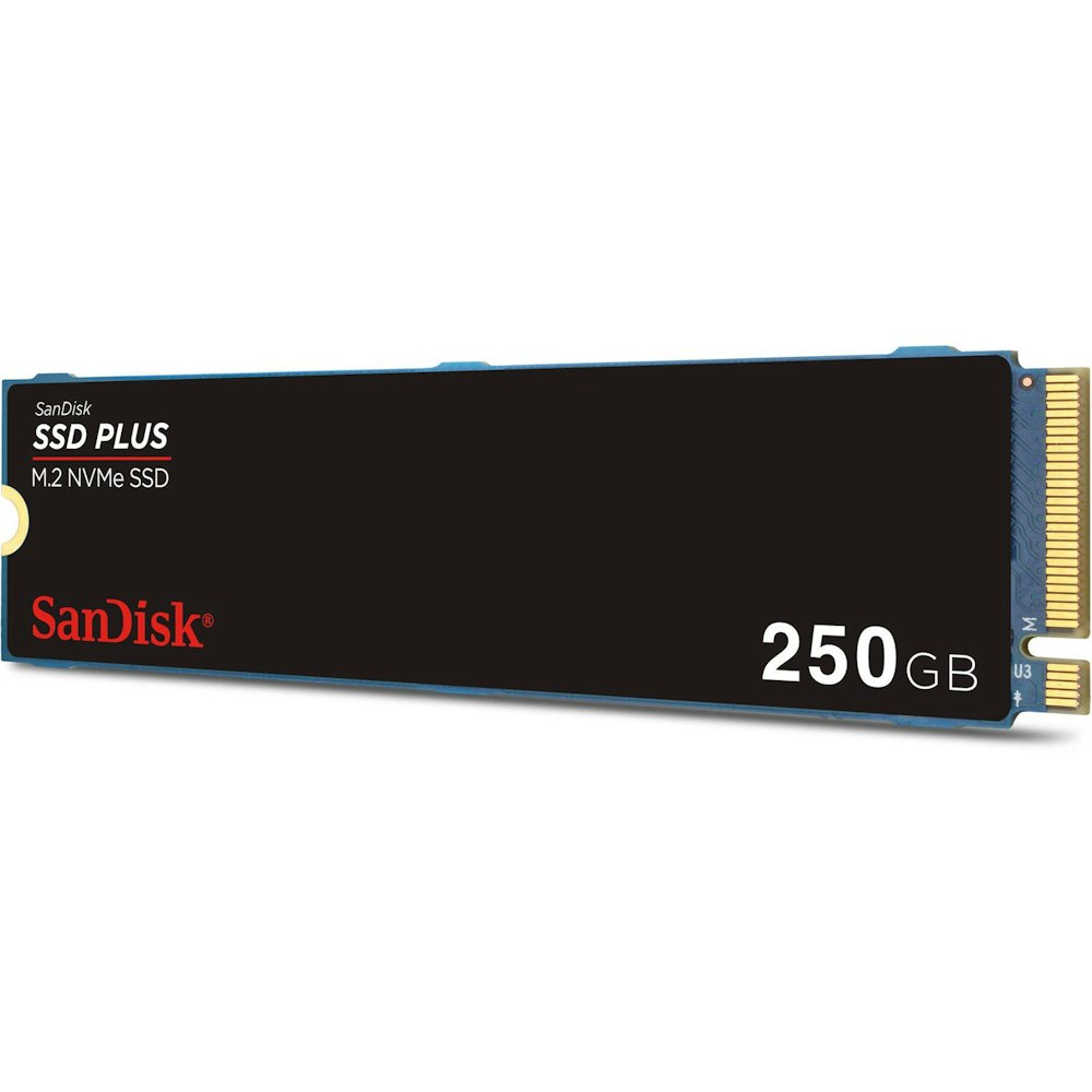 A large main feature product image of SanDisk SSD Plus PCIe Gen3 NVMe M.2 SSD - 250GB