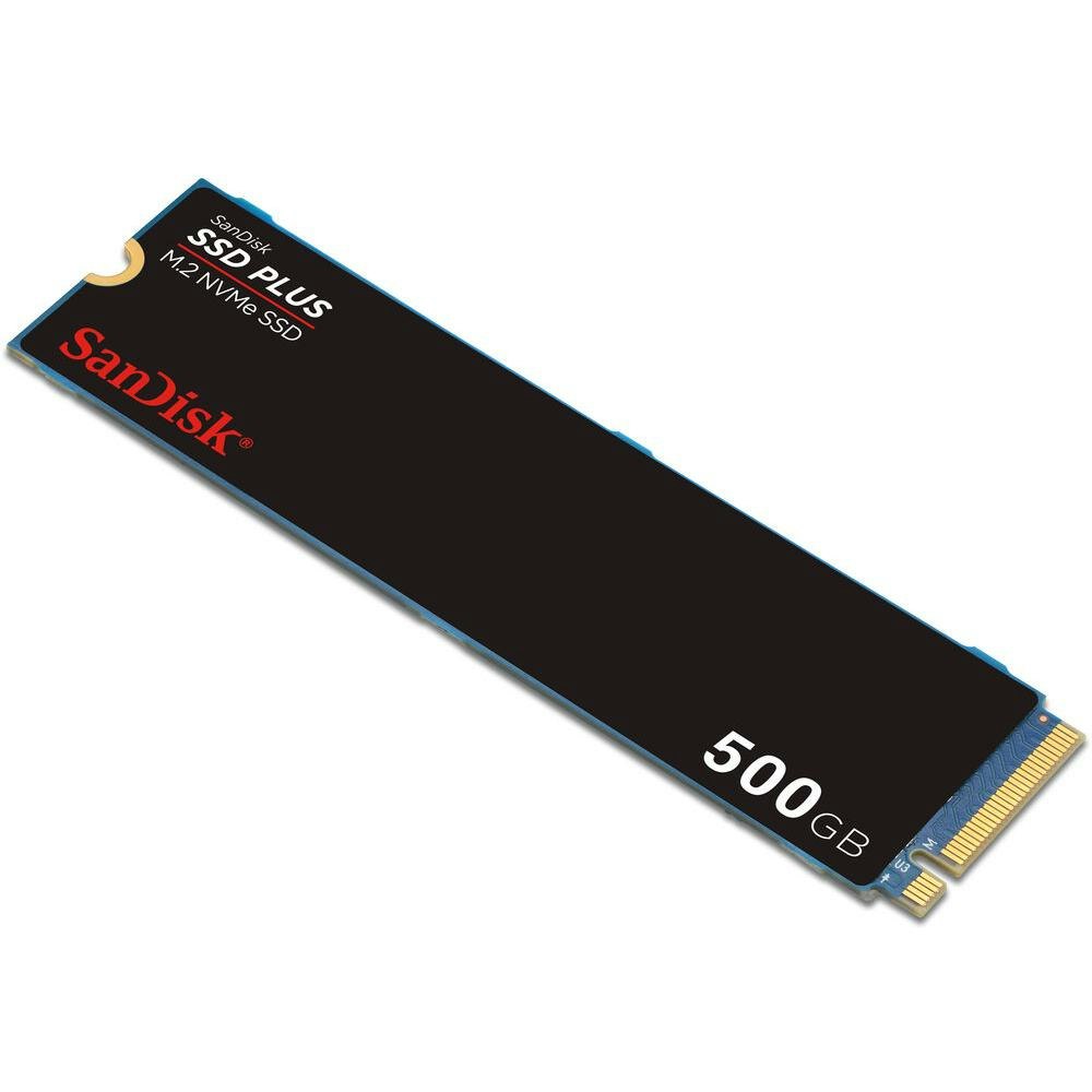 A large main feature product image of SanDisk SSD Plus PCIe Gen3 NVMe M.2 SSD - 500GB