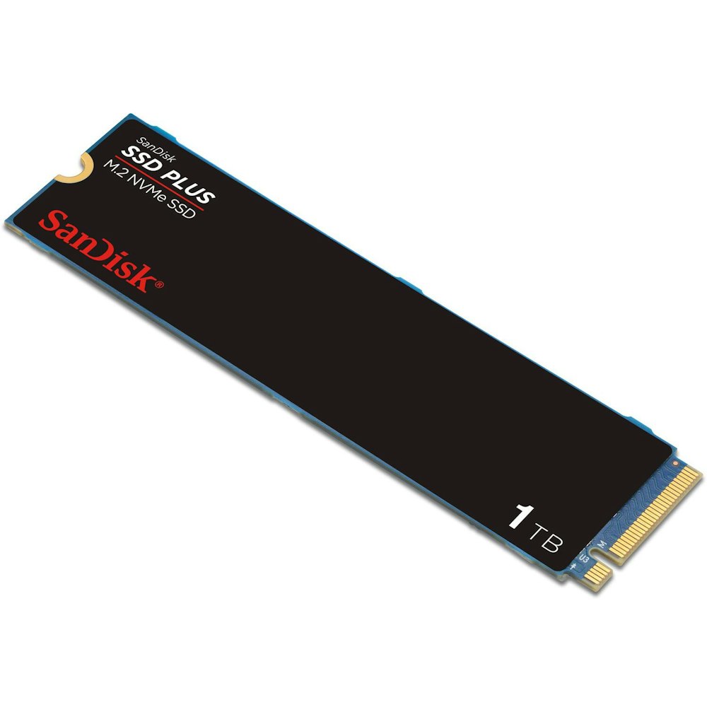 A large main feature product image of SanDisk SSD Plus PCIe Gen3 NVMe M.2 SSD - 1TB