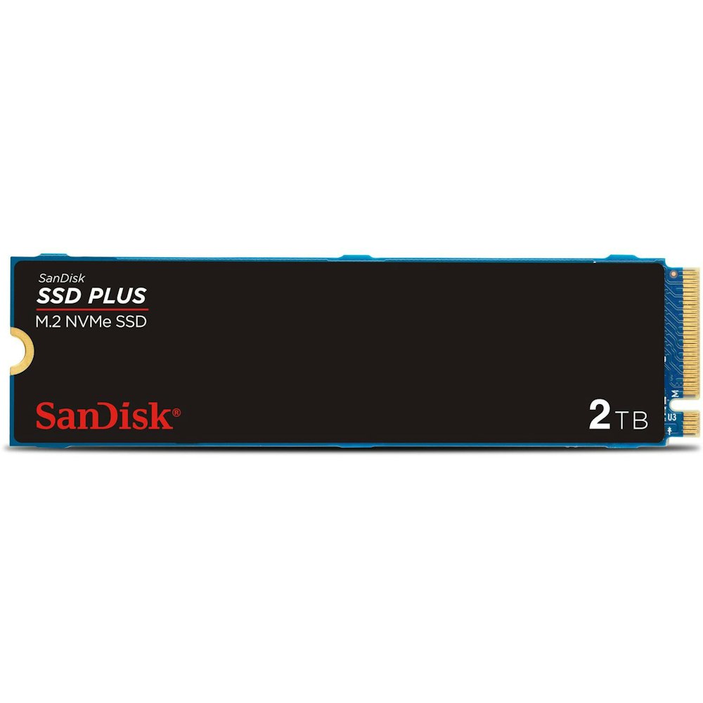 A large main feature product image of SanDisk SSD Plus PCIe Gen3 NVMe M.2 SSD - 2TB