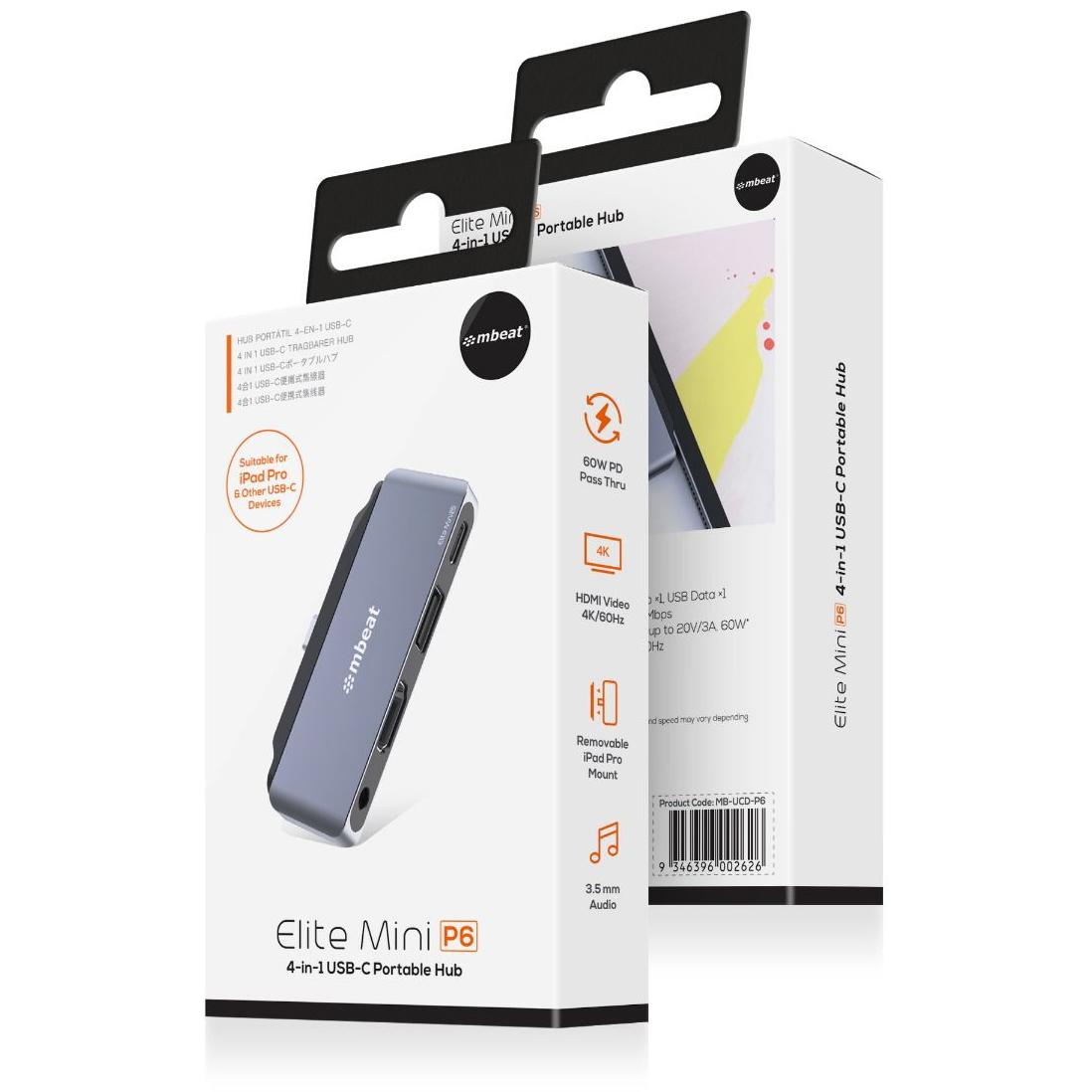 A large main feature product image of mbeat Elite Mini 4-in-1 USB Type-C Mobile Hub For IPad Pro