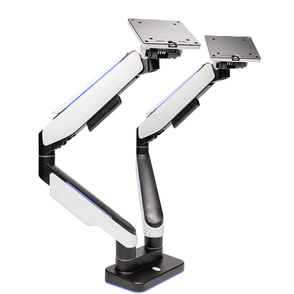 GamerChief Pro Gaming Dual Monitor Arm - Greyish White w/RGB