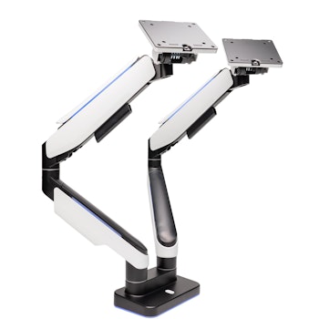 Product image of GamerChief Pro Gaming Dual Monitor Arm - Greyish White w/RGB - Click for product page of GamerChief Pro Gaming Dual Monitor Arm - Greyish White w/RGB