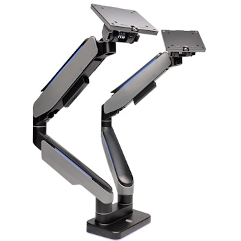 Product image of GamerChief Pro Gaming Dual Monitor Arm - Dark Grey w/RGB - Click for product page of GamerChief Pro Gaming Dual Monitor Arm - Dark Grey w/RGB