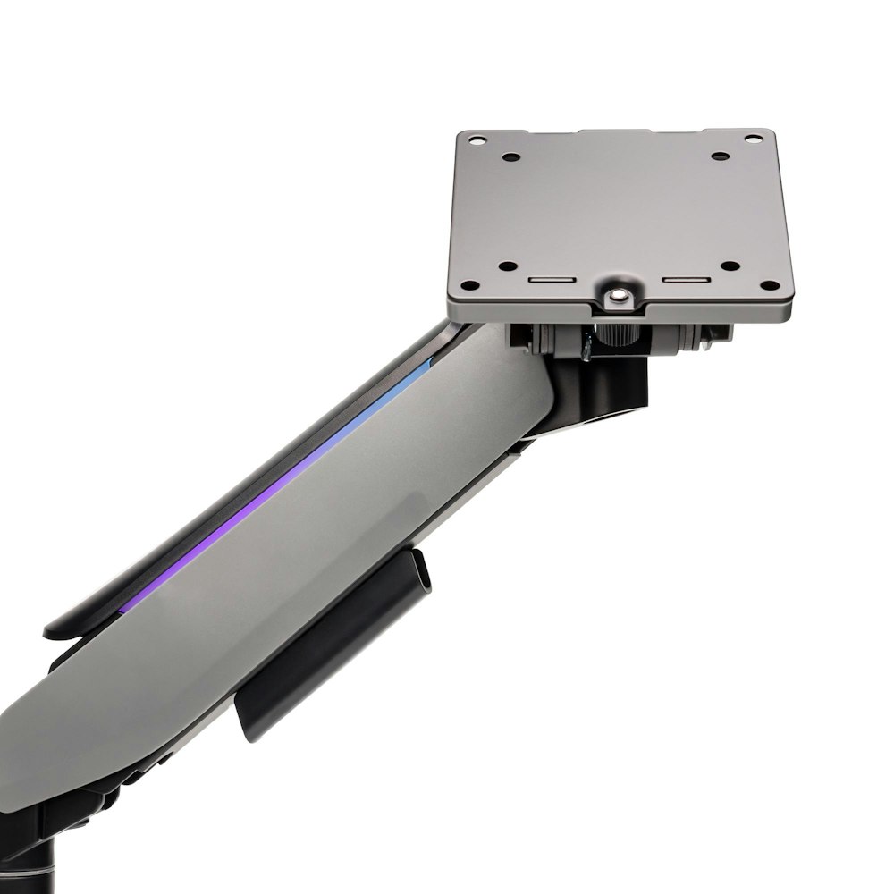 A large main feature product image of GamerChief Pro Gaming Dual Monitor Arm - Dark Grey w/RGB
