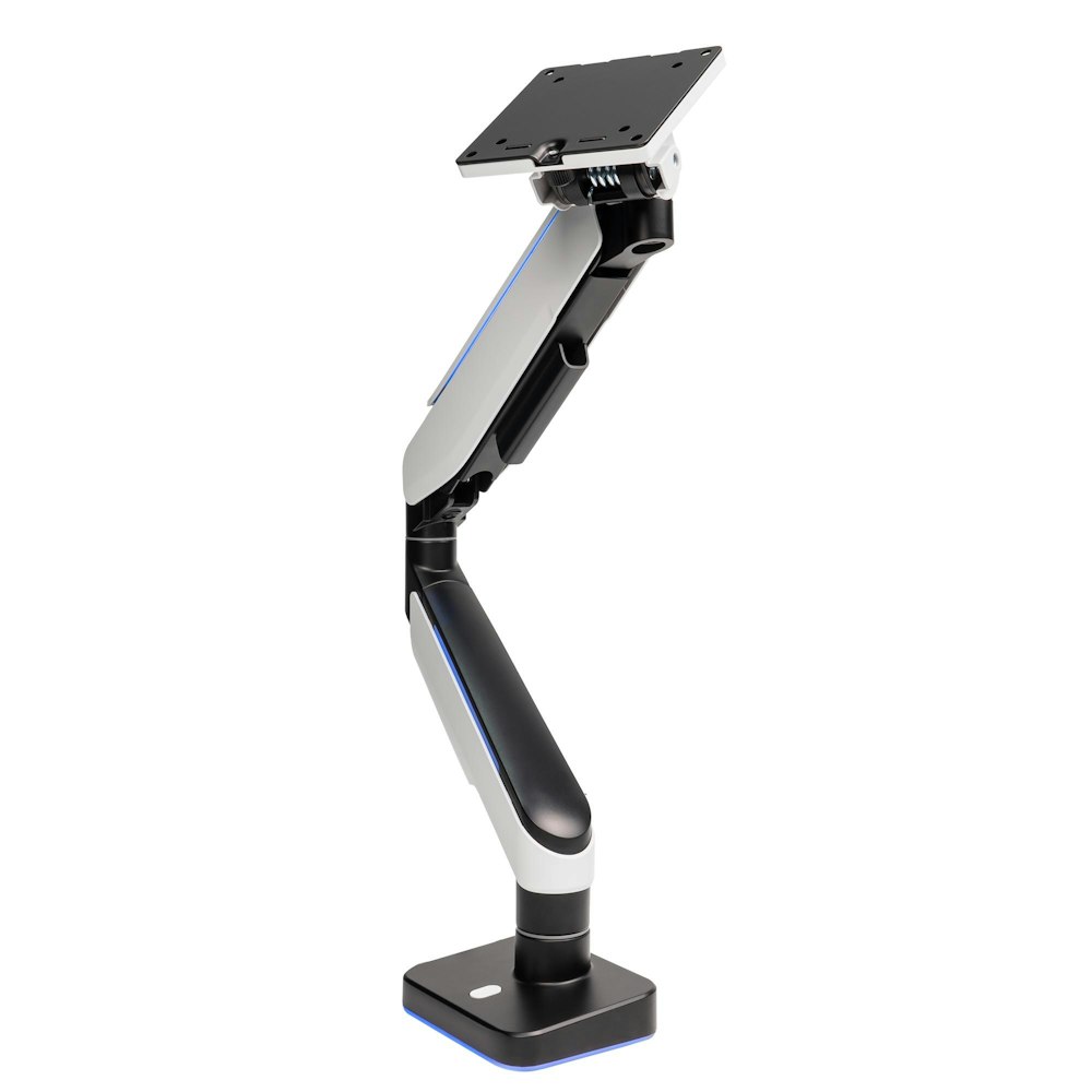 A large main feature product image of GamerChief Pro Gaming Single Monitor Arm - Greyish White w/RGB