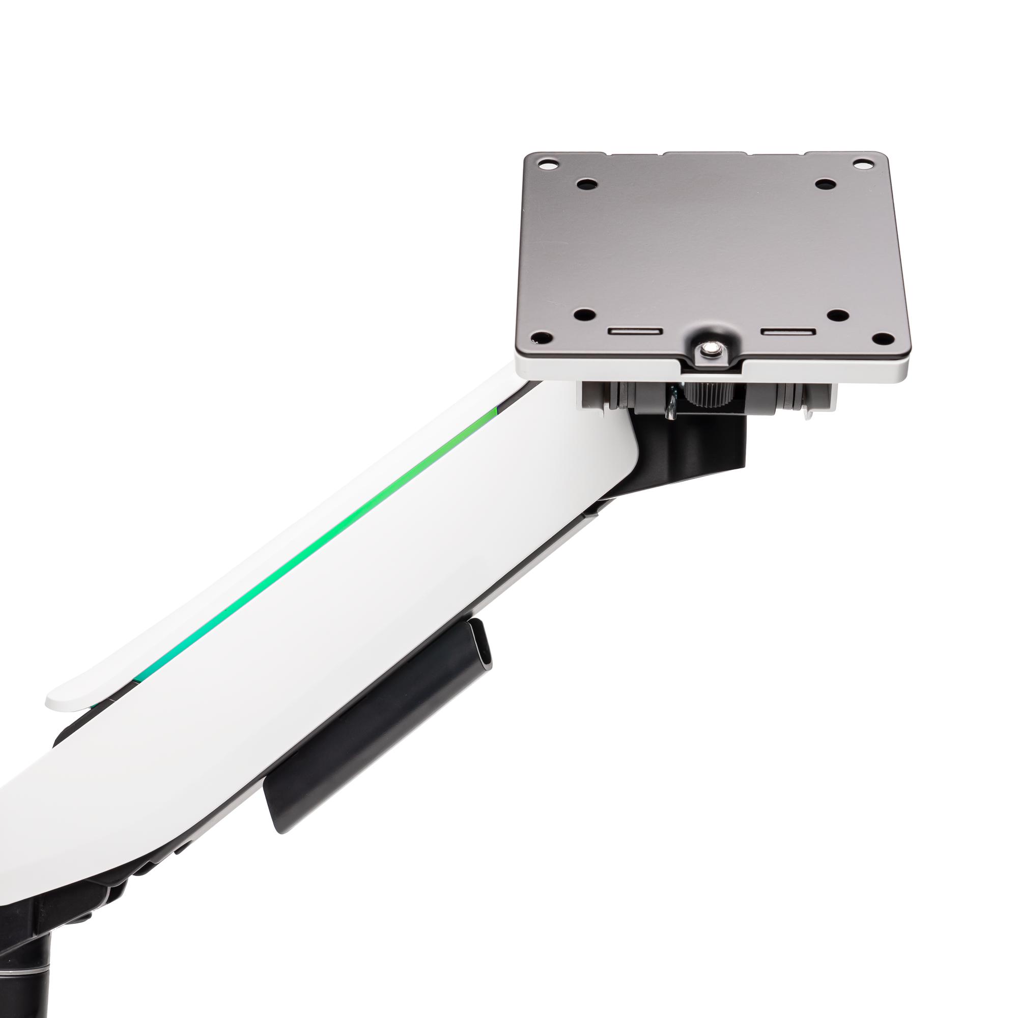 A large main feature product image of GamerChief Pro Gaming Single Monitor Arm - Greyish White w/RGB