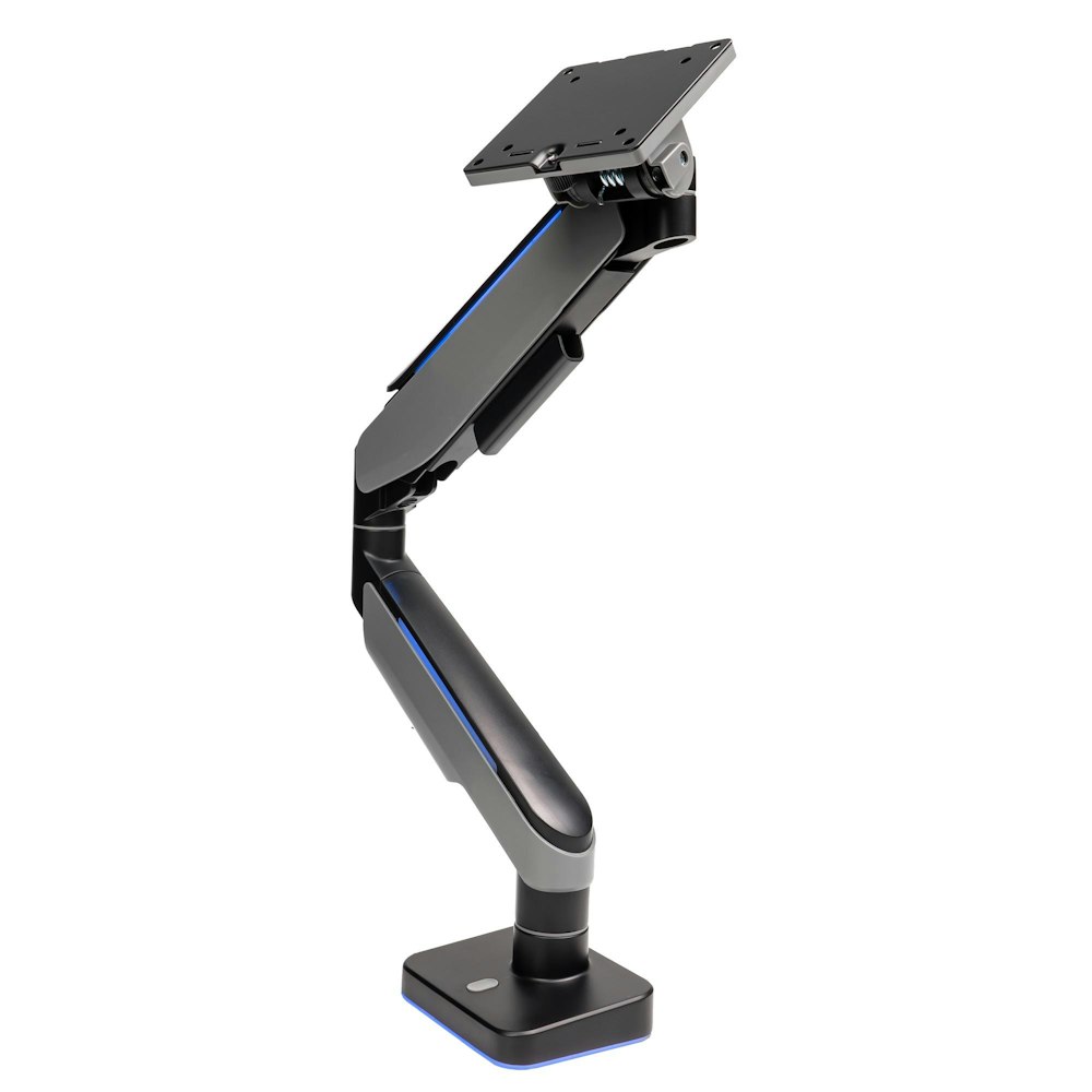 A large main feature product image of GamerChief Pro Gaming Single Monitor Arm - Dark Grey w/RGB