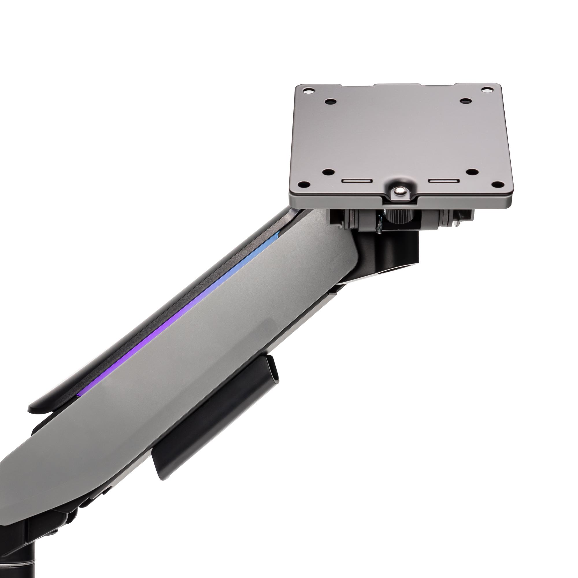 A large main feature product image of GamerChief Pro Gaming Single Monitor Arm - Dark Grey w/RGB