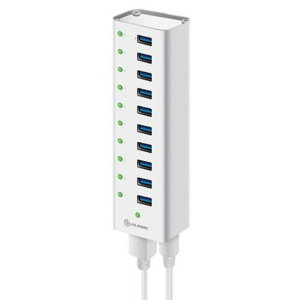A large main feature product image of ALOGIC 10 Port USB Hub with Charging - Aluminium Unibody with Power