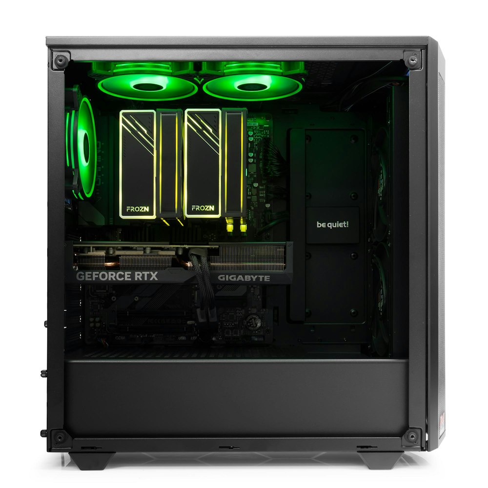 A large main feature product image of PLE Jade RTX 4070 SUPER Prebuilt Ready To Go Gaming PC