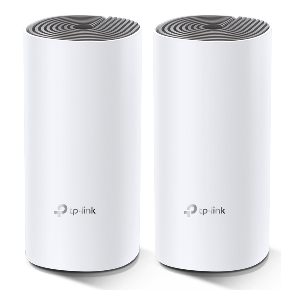 A large main feature product image of EX-DEMO TP-Link Deco E4 - Wi-Fi 5 AC1200 Mesh WiFi Router - 2-Pack