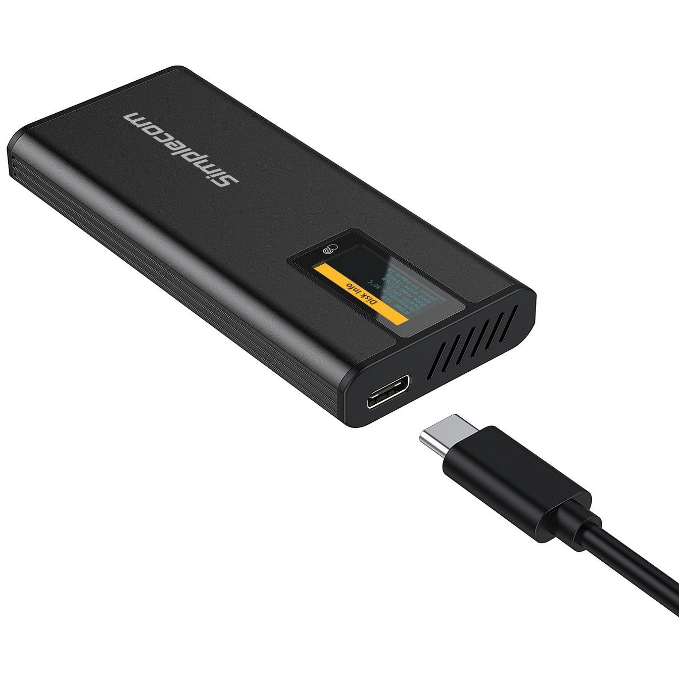 A large main feature product image of Simplecom SE530 NVMe / SATA M.2 SSD to USB Type-C Enclosure with SMART LED Screen USB 3.2 Gen 2 10Gbps
