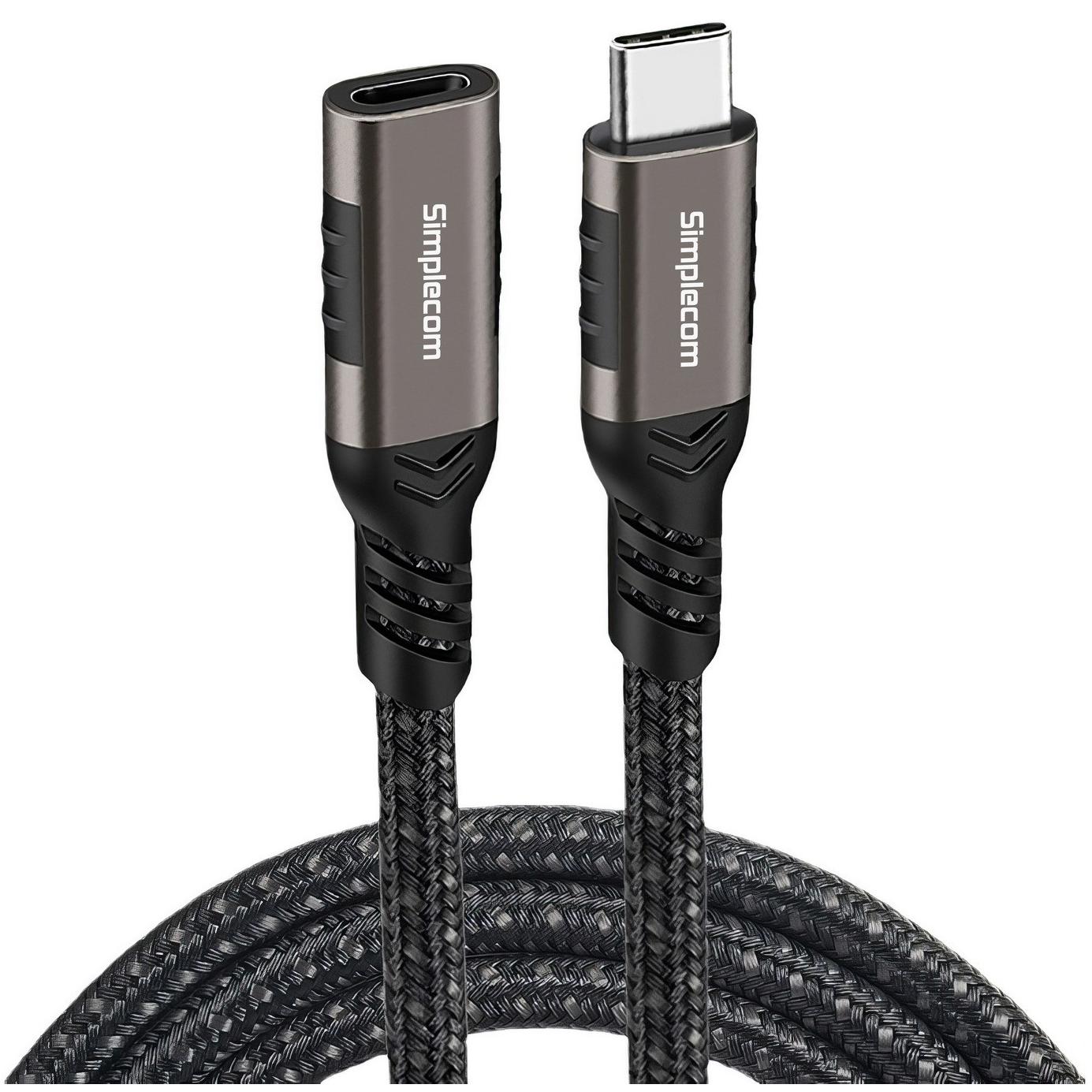 A large main feature product image of Simplecom CAU610 USB Type-C Male to Female Extension Cable USB 3.2 Gen2 PD 100W 20Gbps - 1m