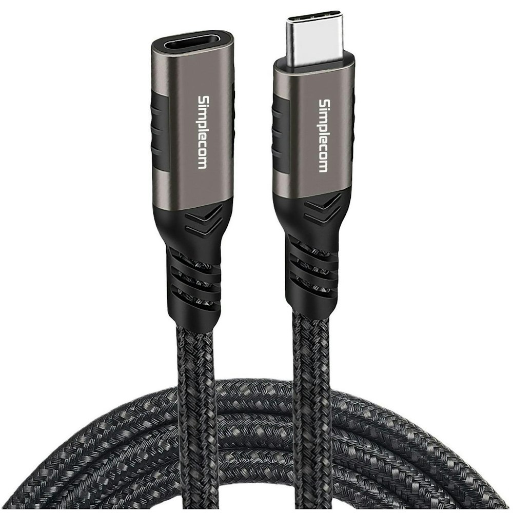 A large main feature product image of Simplecom CAU610 USB-C Male to Female Extension Cable USB 3.2 Gen2 PD 100W 20Gbps - 1m