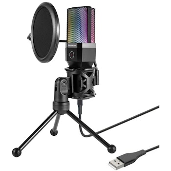 Product image of Simplecom UM650 USB Cardioid Condenser Microphone Gaming RGB Lights with Tripod & Pop Filter - Click for product page of Simplecom UM650 USB Cardioid Condenser Microphone Gaming RGB Lights with Tripod & Pop Filter