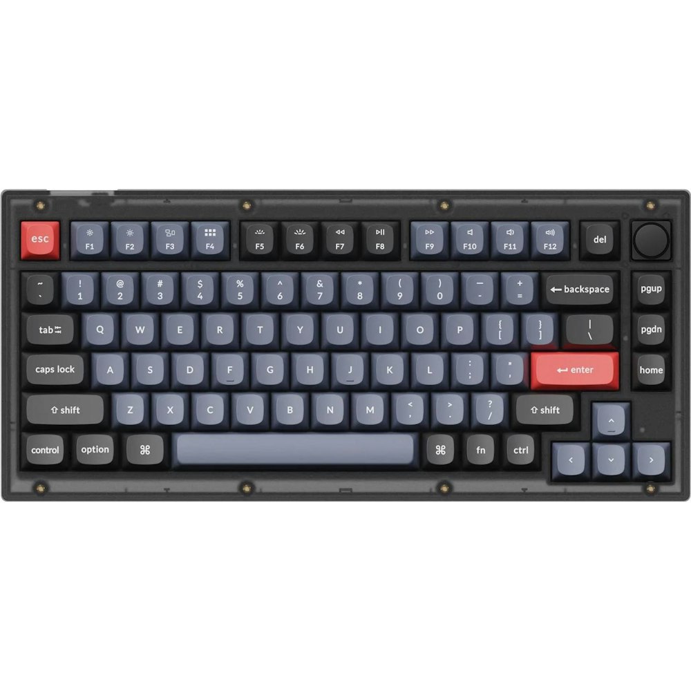 A large main feature product image of EX-DEMO Keychron V1 RGB 75% Mechanical Keyboard - Frosted Black (Brown Switch)