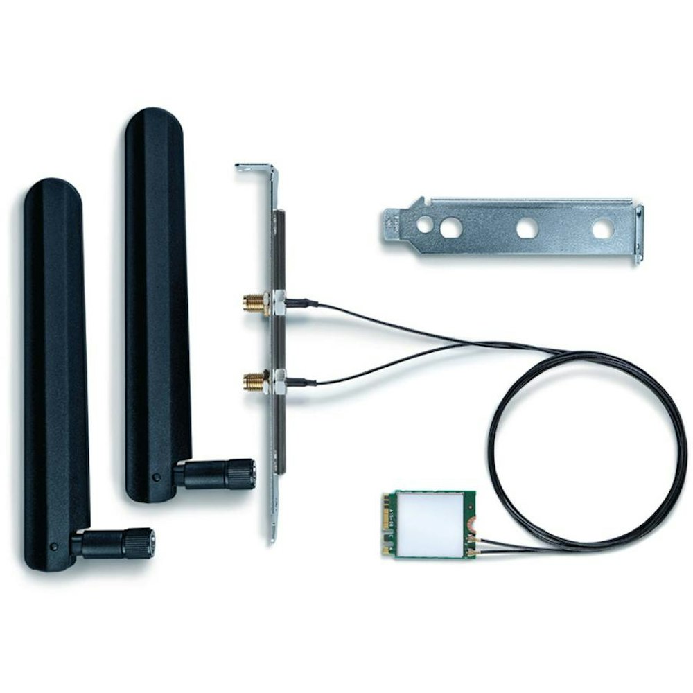 A large main feature product image of EX-DEMO Intel Wi-Fi AX200 (802.11ax) Dual Band Bluetooth 5.1 Desktop Kit