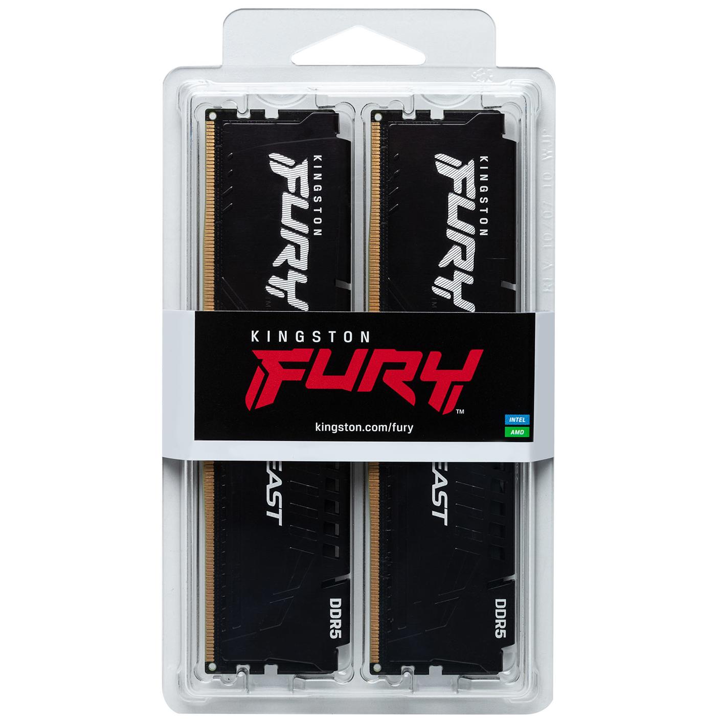A large main feature product image of Kingston FURY Beast 32GB Kit (2x16GB) DDR5-6400 C32