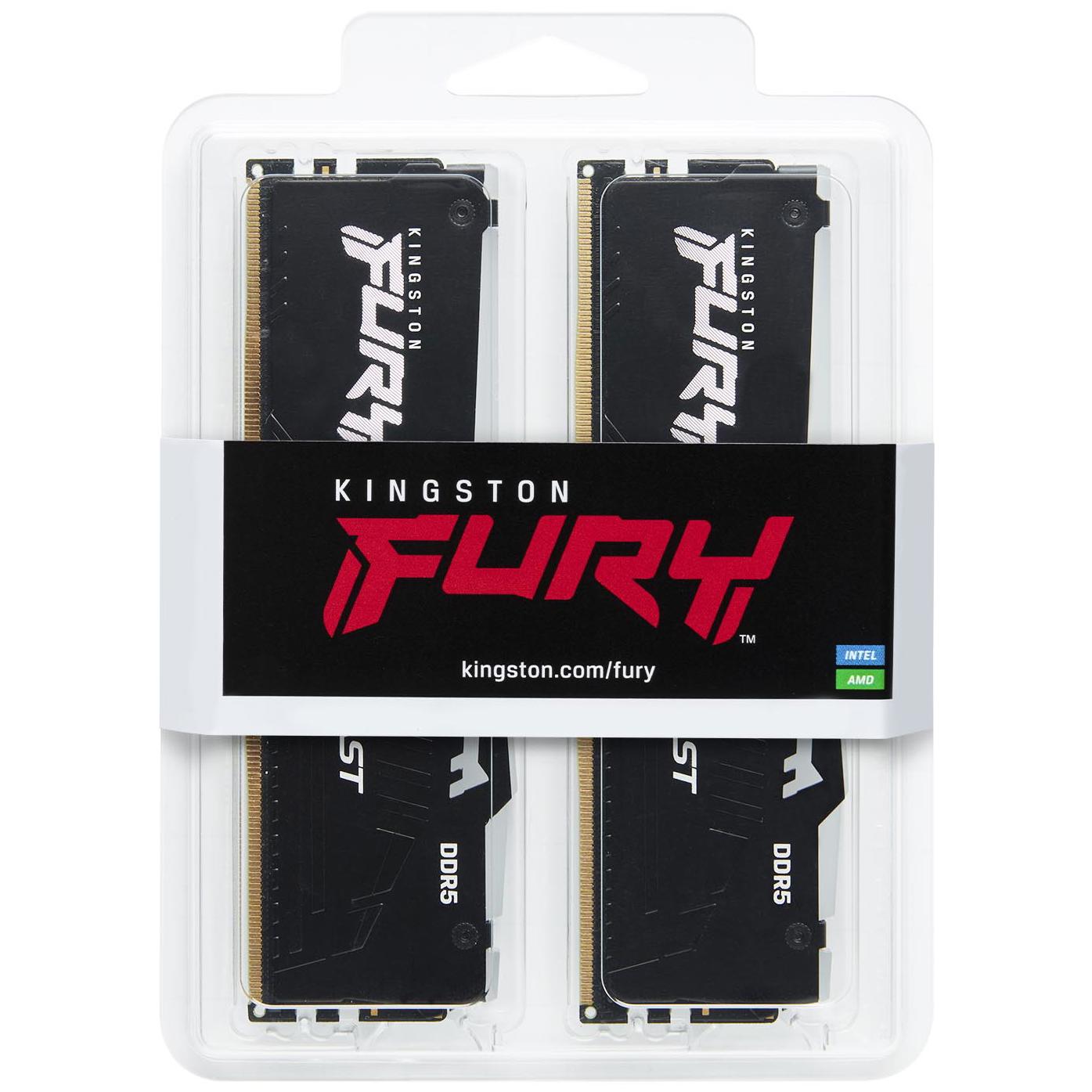A large main feature product image of Kingston Fury Beast RGB 64GB Kit (2x32GB) DDR5-6000 C30