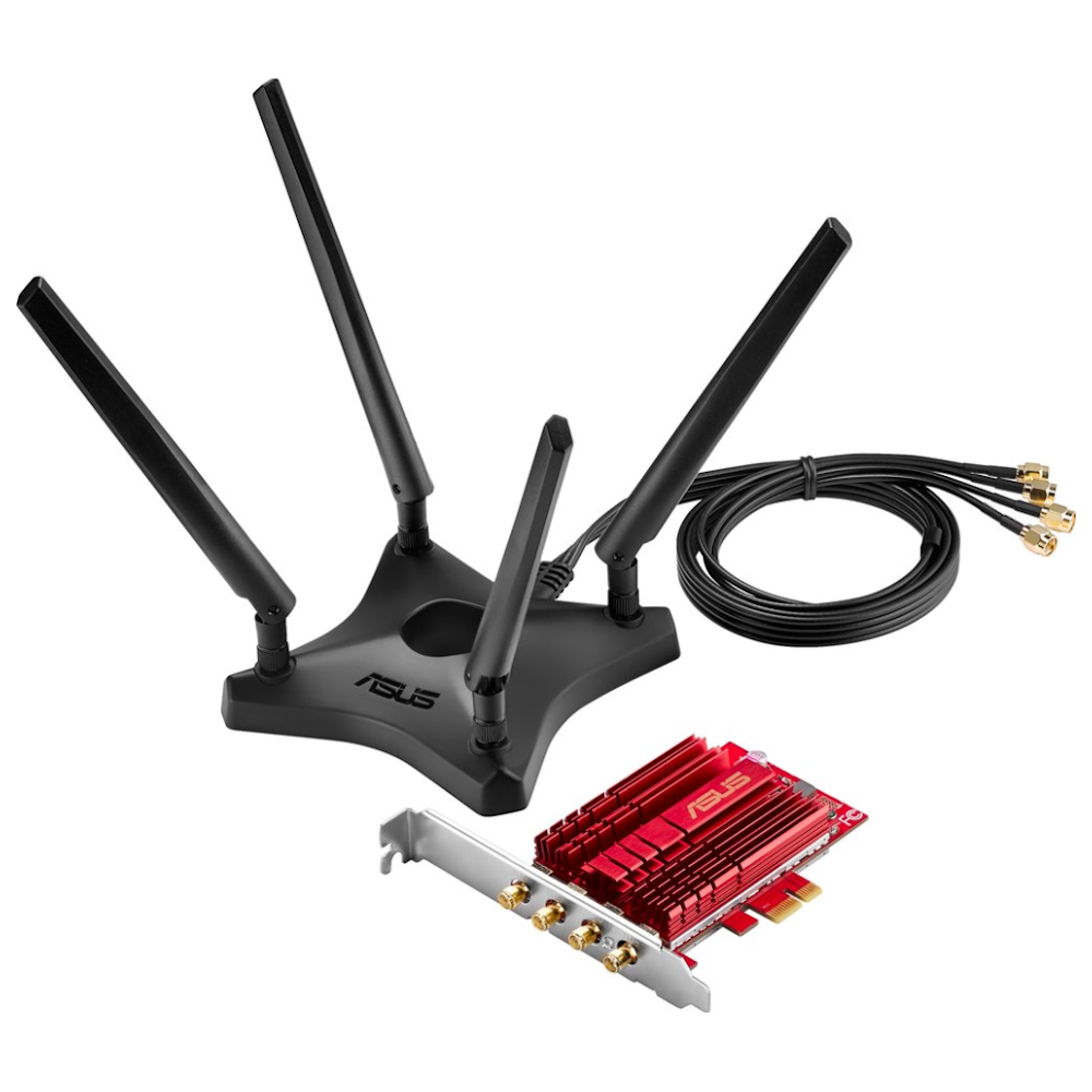 A large main feature product image of EX-DEMO ASUS PCE-AC88 802.11ac Dual-Band Wireless-AC3100 PCIe Adapter