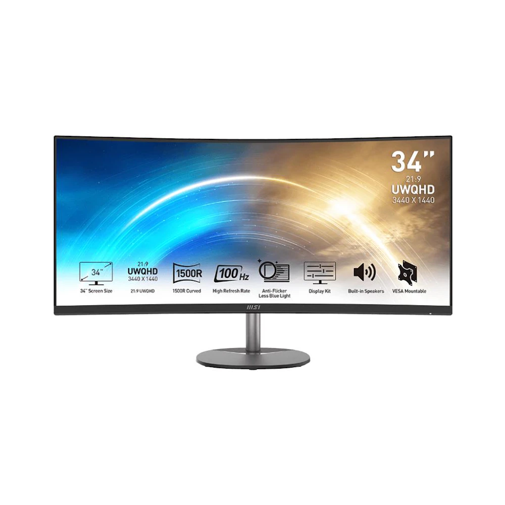 MSI PRO MP341CQ - 34" Curved 1440p 100Hz VA Monitor