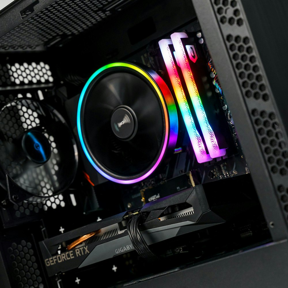 A large main feature product image of PLE Atomic RTX 4060 Prebuilt Ready To Go Gaming PC