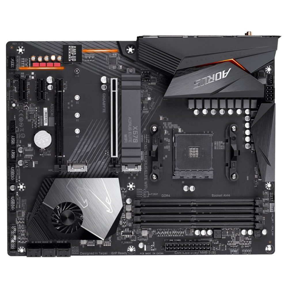 A large main feature product image of EX-DEMO Gigabyte X570 AORUS ELITE WiFi AM4 ATX Desktop Motherboard