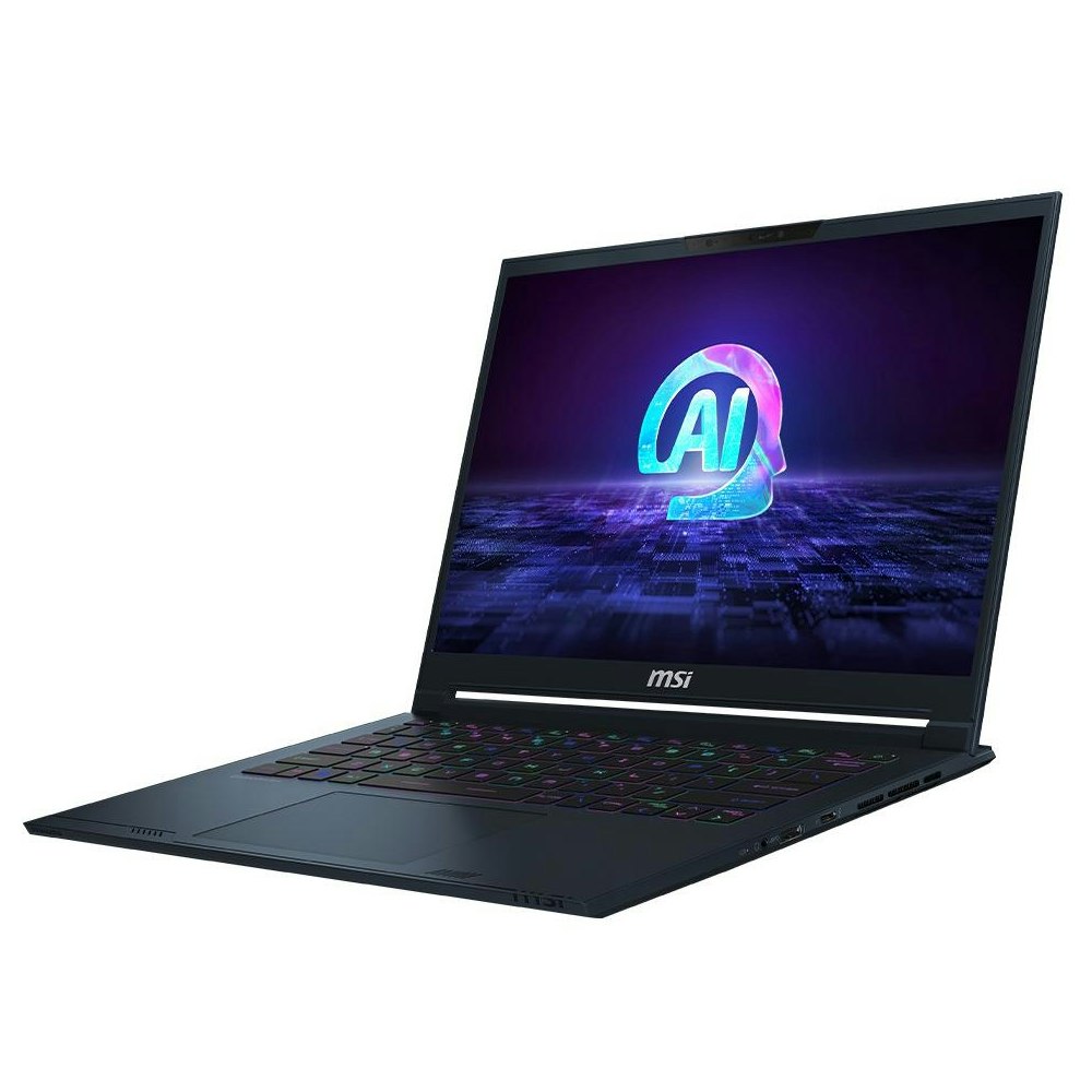 A large main feature product image of MSI Stealth 14 AI Studio A1VFG-046AU 14" 120Hz 2.8K  OLED Ultra 7 RTX 4060 Win 11 Gaming Notebook - Star Blue