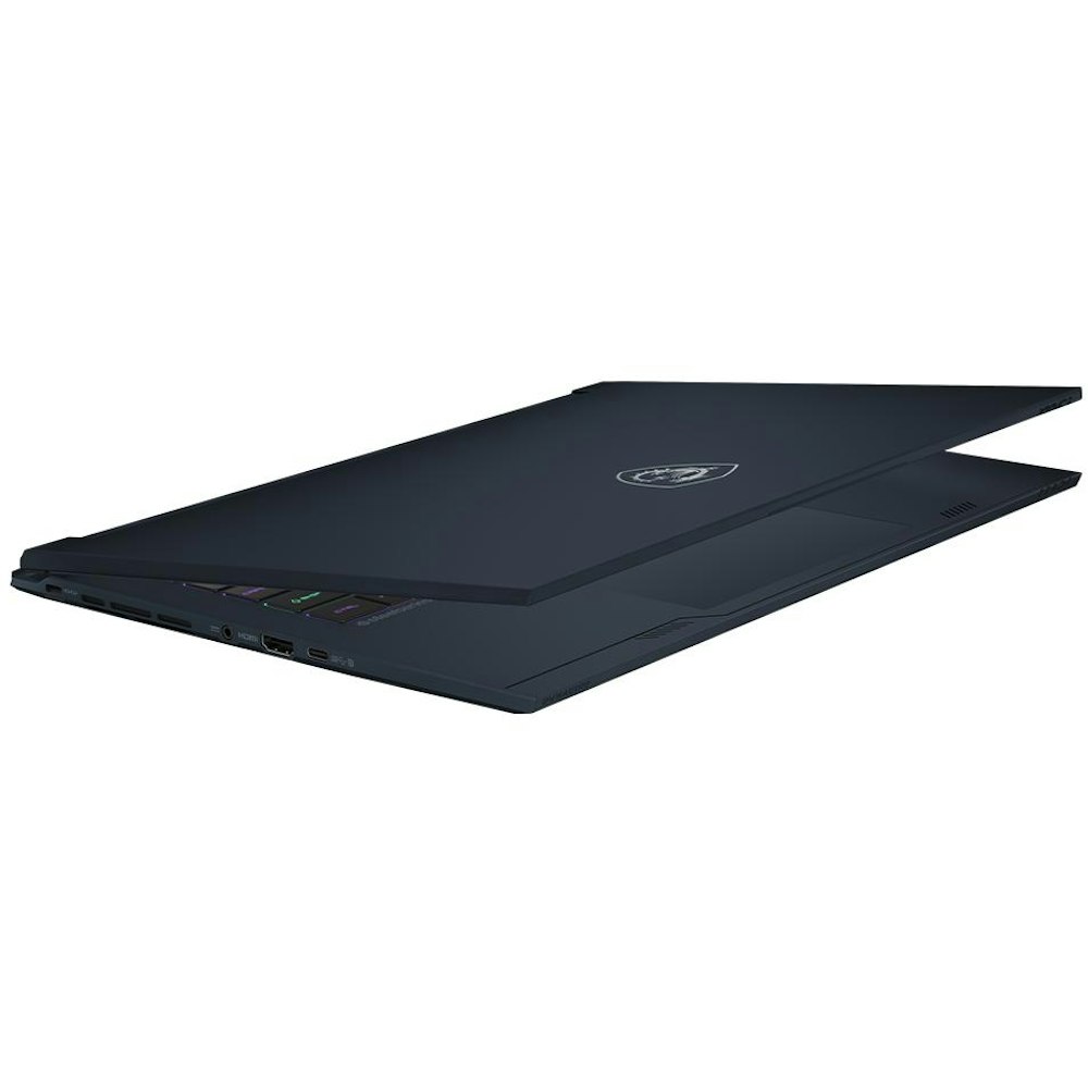 A large main feature product image of MSI Stealth 14 AI Studio (A1V) - 14" 120Hz OLED, Core Ultra 7, RTX 4060, 16GB/1TB - Win 11 Gaming Notebook (Blue)