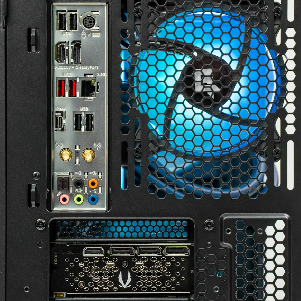 A large main feature product image of PLE Azure RTX 4070 Ti SUPER Prebuilt Ready To Go gaming PC