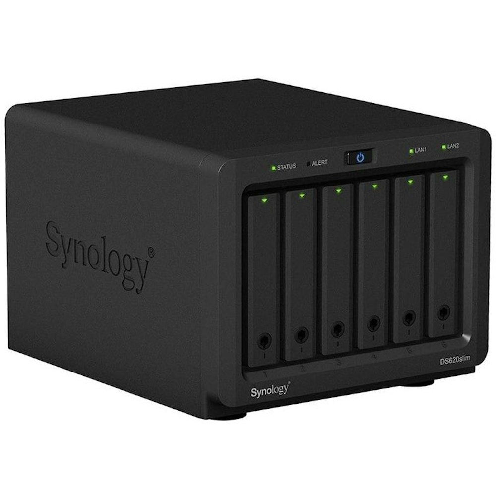 A large main feature product image of Synology DiskStation DS620Slim Dual-Core 6 Bay 2.5" HDD NAS