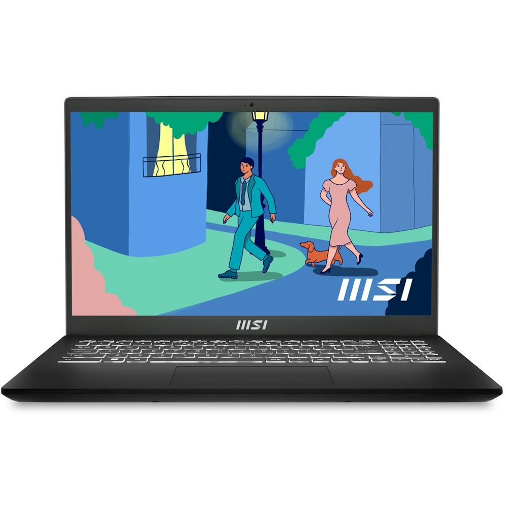 A large main feature product image of MSI Modern 15 (B12M) - 15.6" 12th Gen i5, 16GB/512GB - Win 11 Notebook (Black)