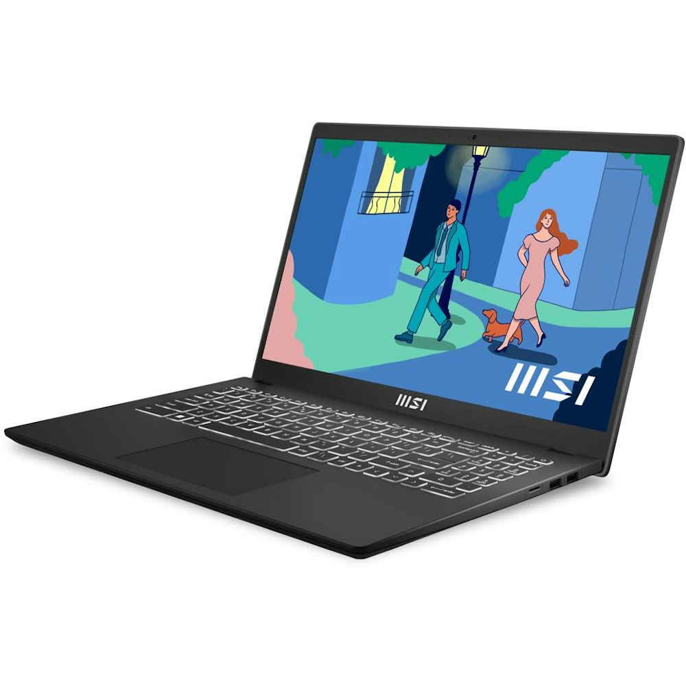 A large main feature product image of MSI Modern 15 B12MO-828AU 15.6" 12th Gen i7 Win 11 Notebook - Black