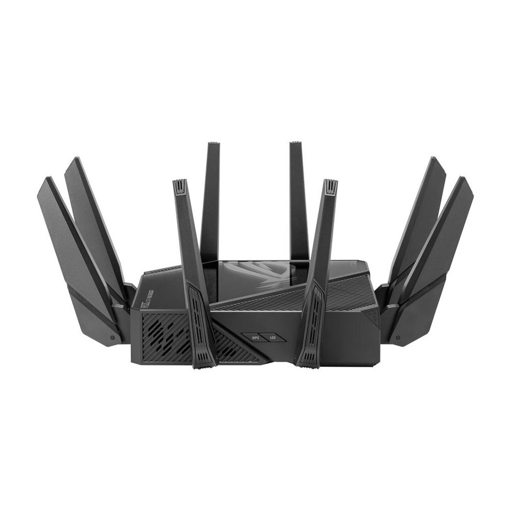 A large main feature product image of EX-DEMO ASUS ROG Rapture GT-AXE16000 Quad-band WiFi 6E 802.11ax Gaming Router